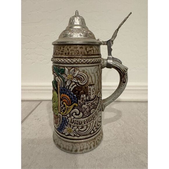 Vintage Gerz Multicolor Lidded West Germany Drinking Beer Stein OS - Picture 1 of 8
